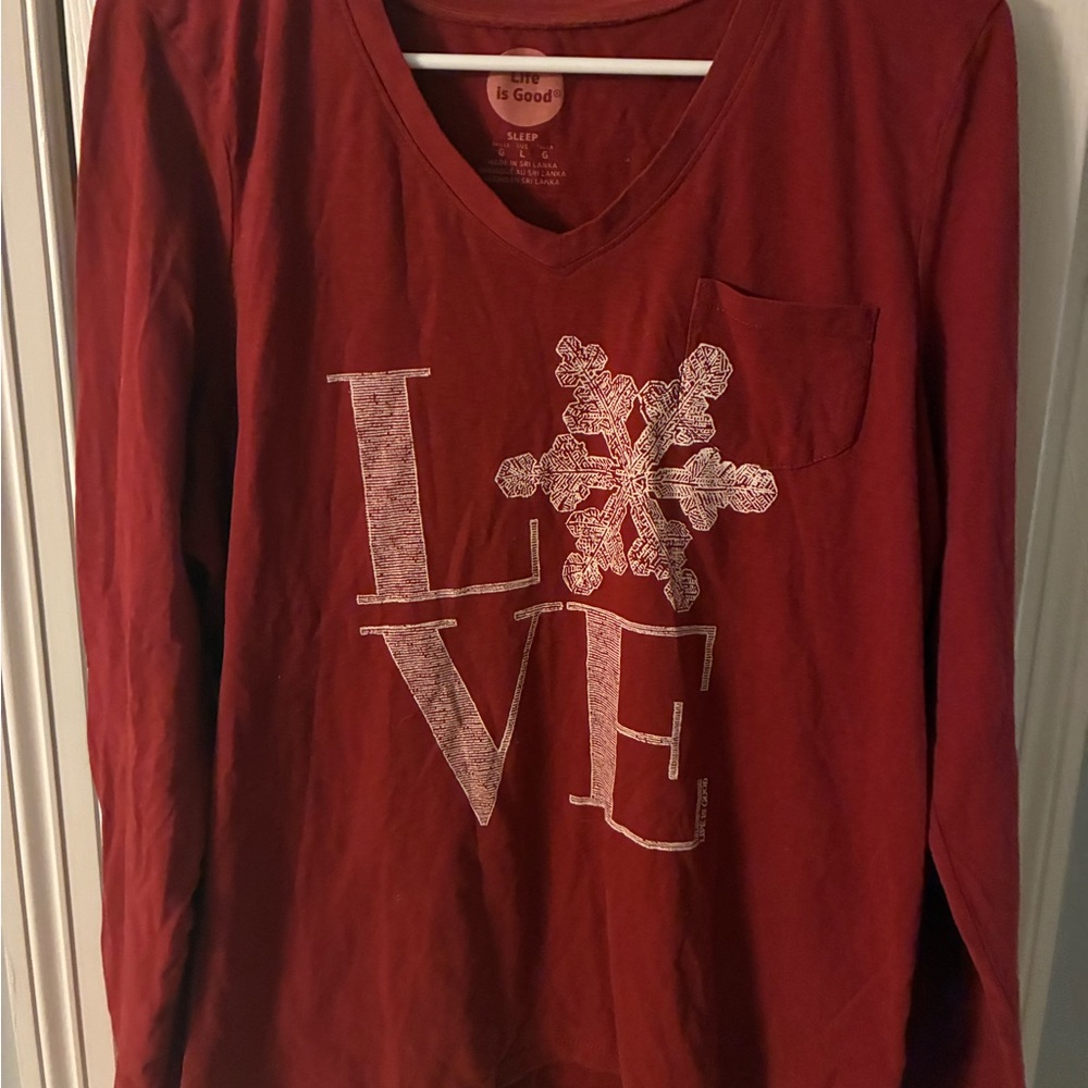 Life Is Good Red Sleep Shirt